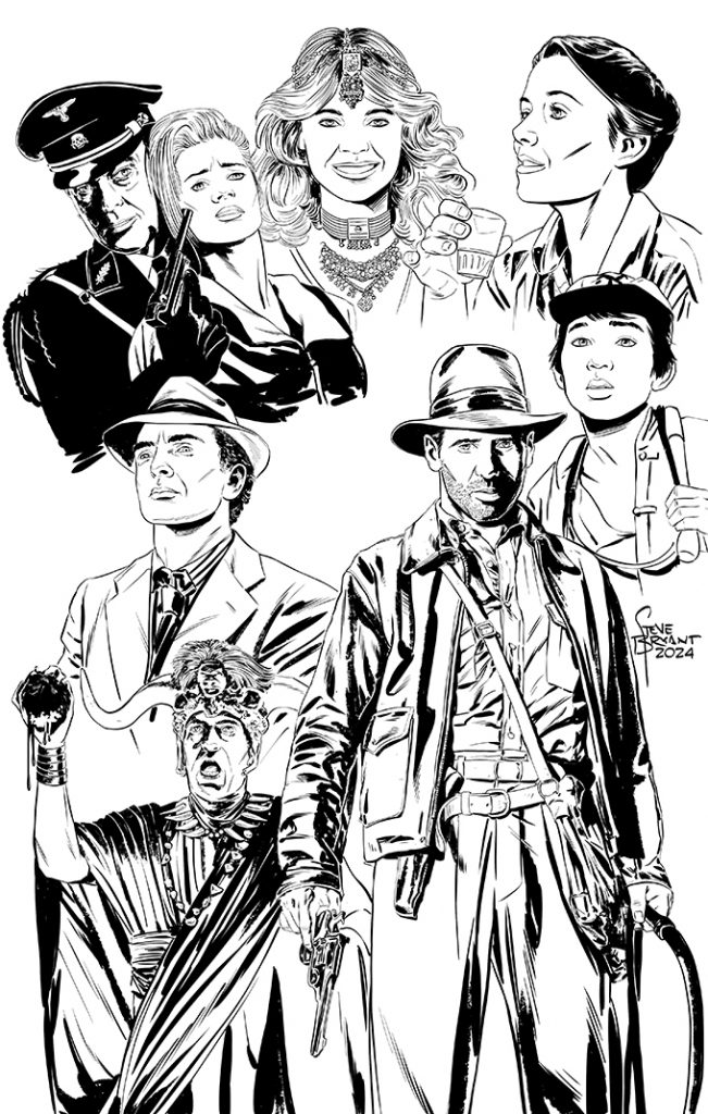 Ink drawing, Indiana Jones and friends